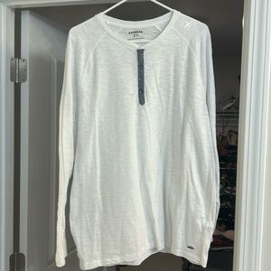 Express long sleeve shirt. White, XL, Henley.